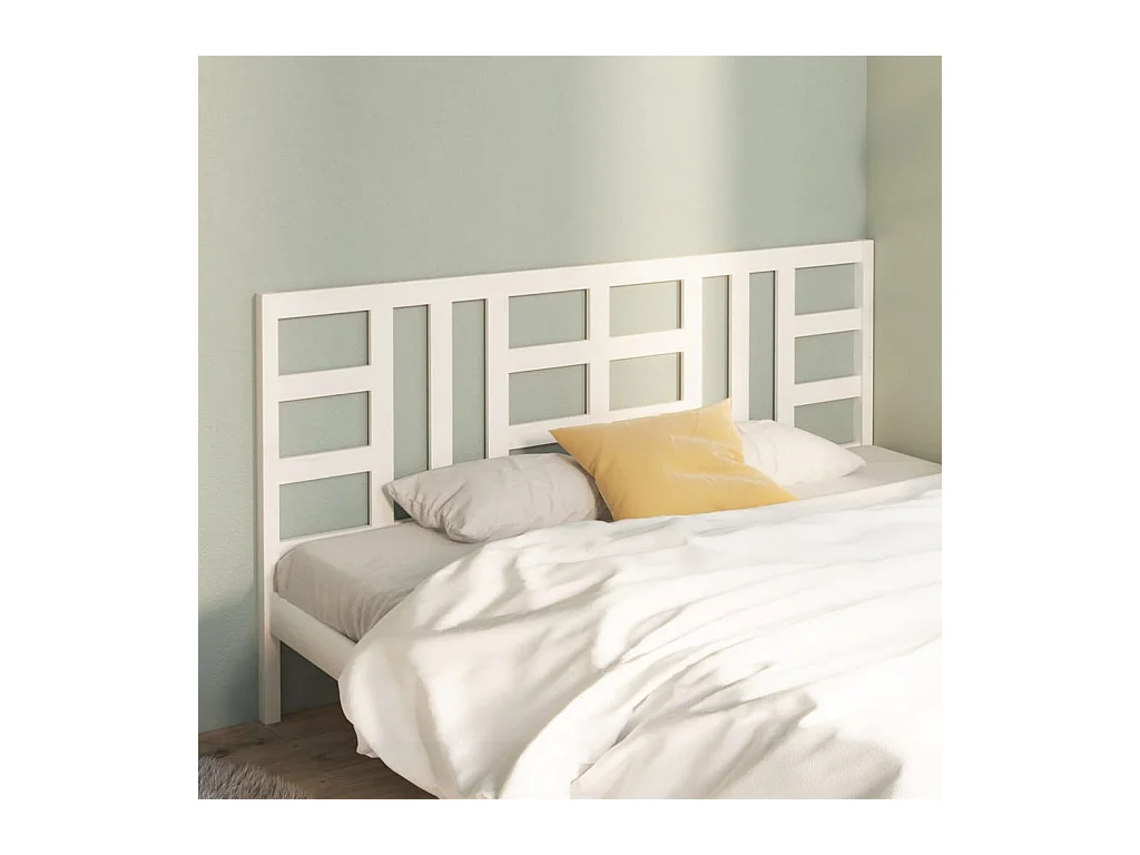 Cabecero de Cama | Cabezal de cama | Mueble de cabecero madera maciza de pino blanco 206x4x100 cm