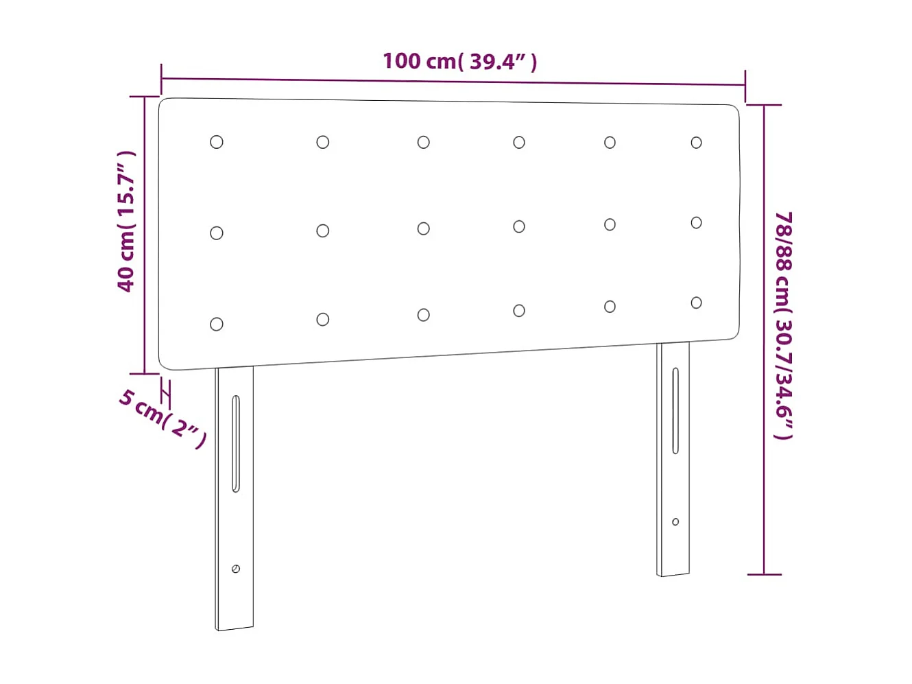 Hoofdbord | Hoofdeinde 100x5x78/88 cm fluweel donkergrijs