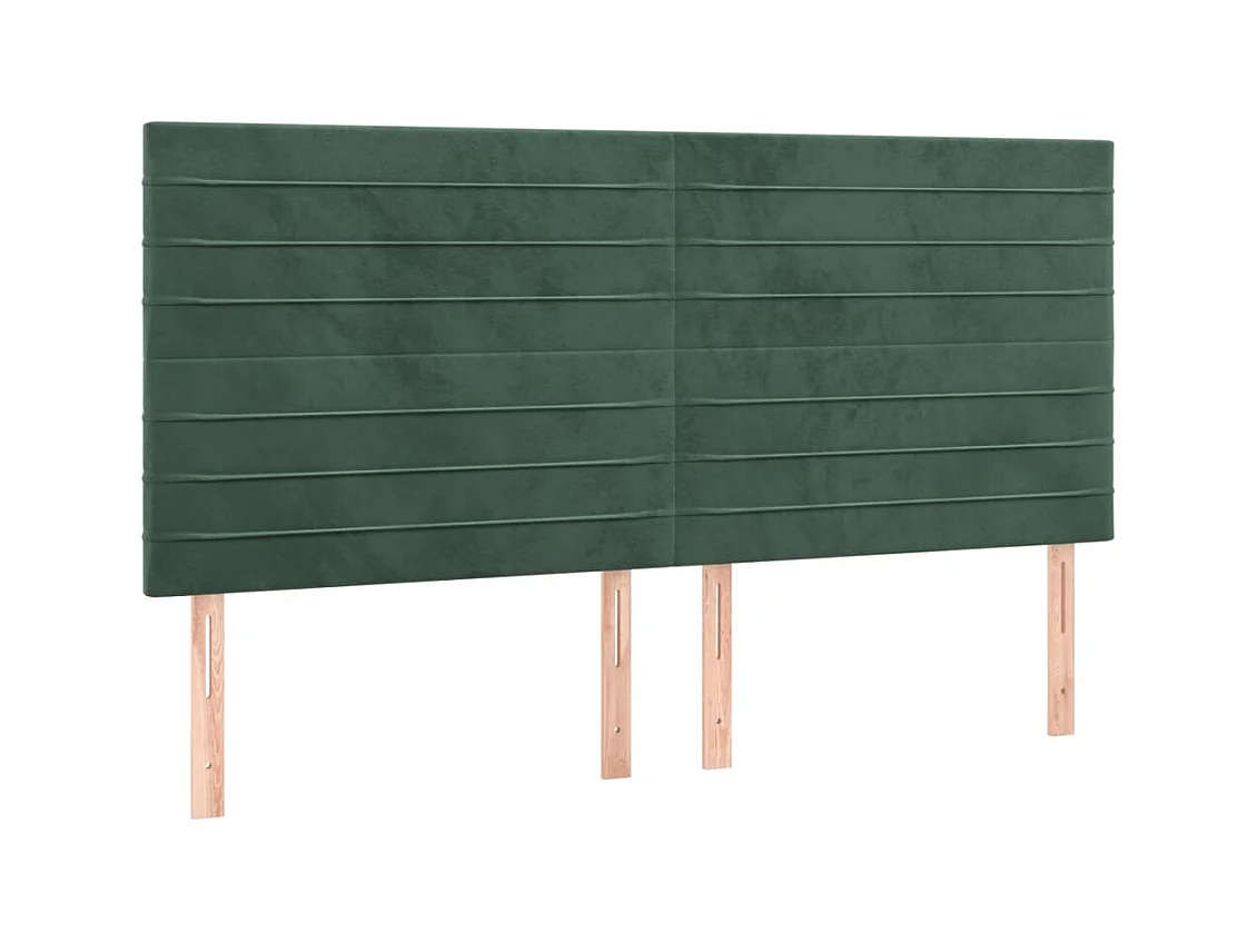 Tête de Lit | Panneau de tête pour lit Moderne à LED Vert foncé 180x5x118/128 cm Velours