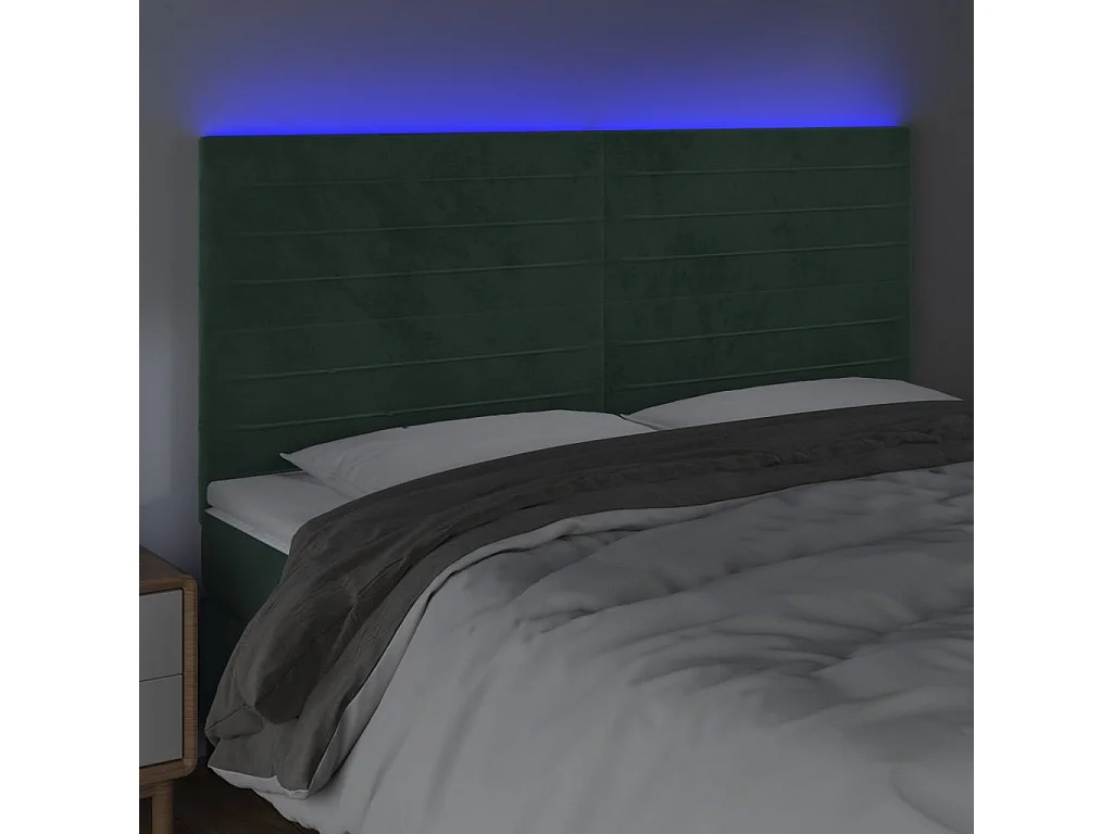 Hoofdbord | Hoofdeinde LED 180x5x118/128 cm fluweel donkergroen