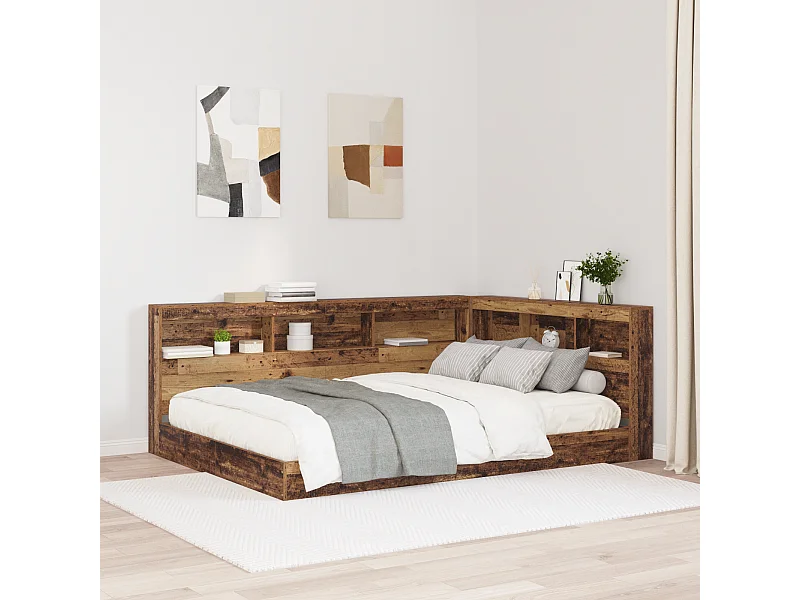 Mueble cabecero con almacenamiento | Cabecera de almacenamiento con estante Madera vieja 135 cm