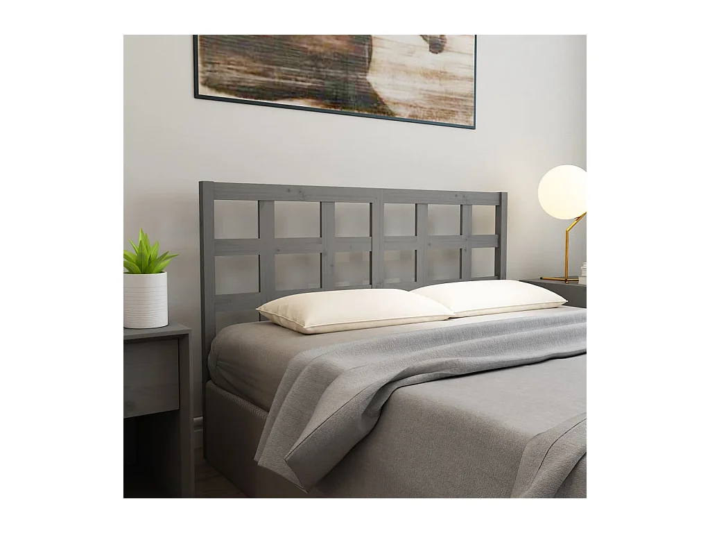 Cabecero de Cama | Cabezal de cama | Mueble de cabecero madera maciza de pino gris 156x4x100 cm