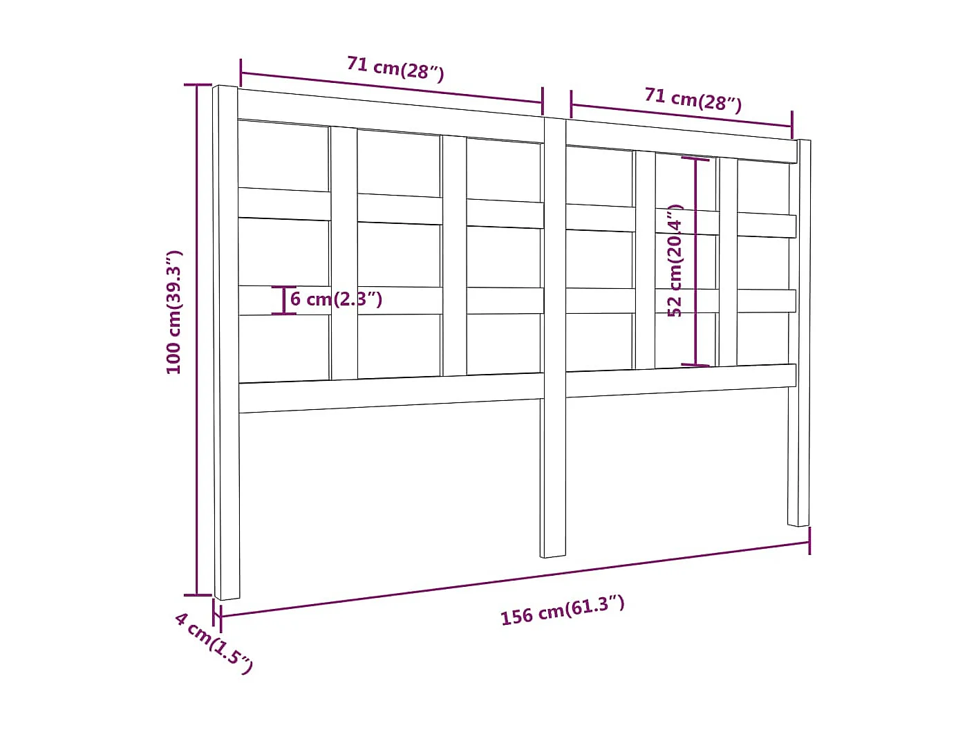Tête de Lit | Panneau de tête pour lit Moderne Gris 156x4x100 cm Bois massif de pin