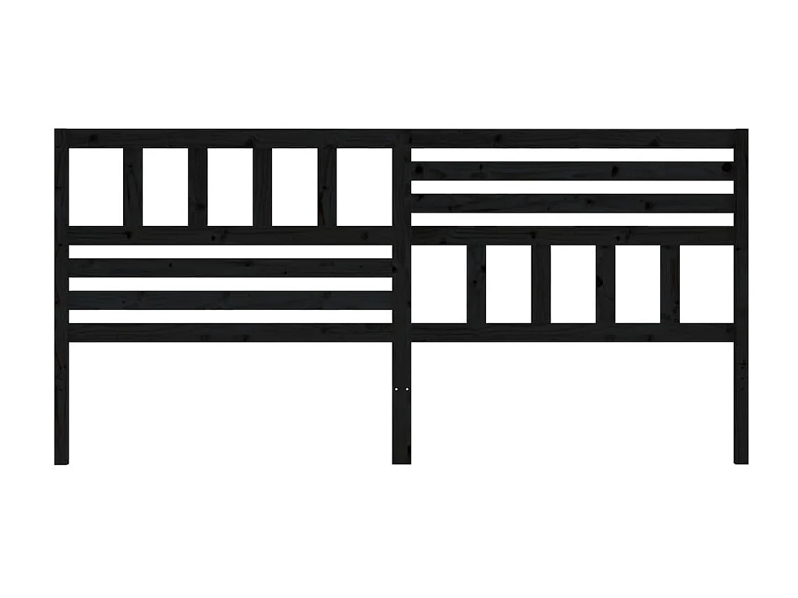 Tête de Lit | Panneau de tête pour lit Moderne Noir 206x4x100 cm Bois massif de pin