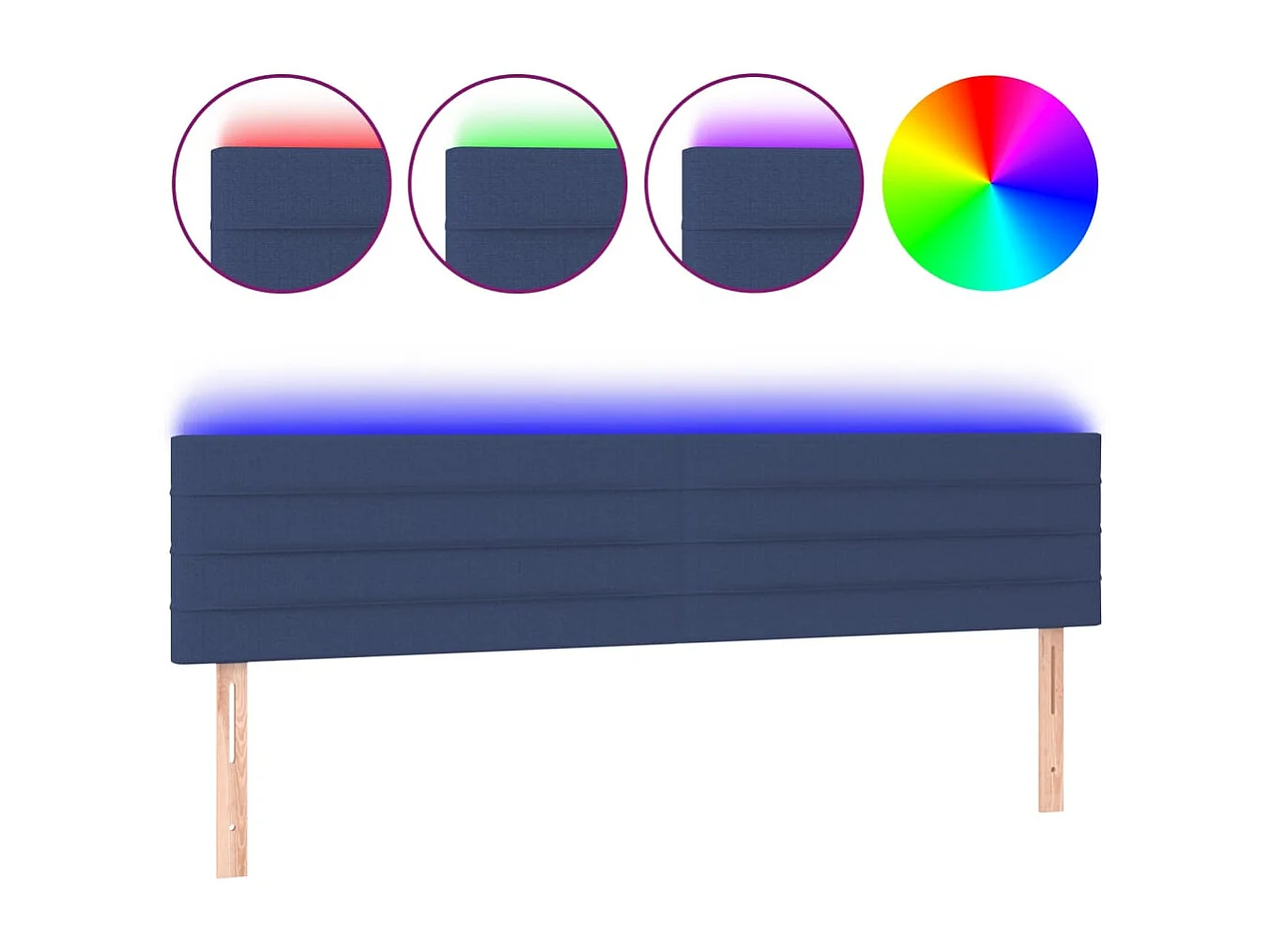 Hoofdbord | Hoofdeinde LED 200x5x78/88 cm stof blauw