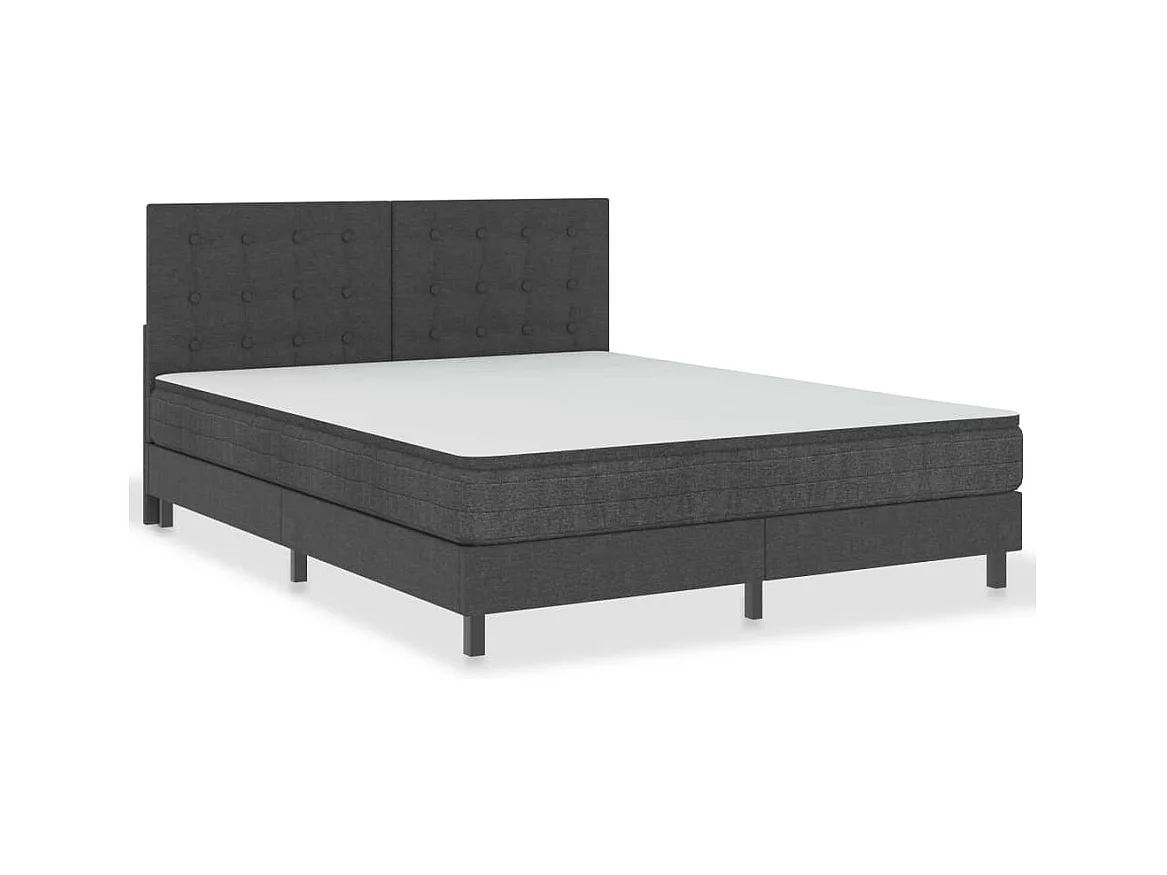 Cabecero | Cabezal de Cama | Mueble cabecero copetudo de tela gris oscuro 160x200 cm