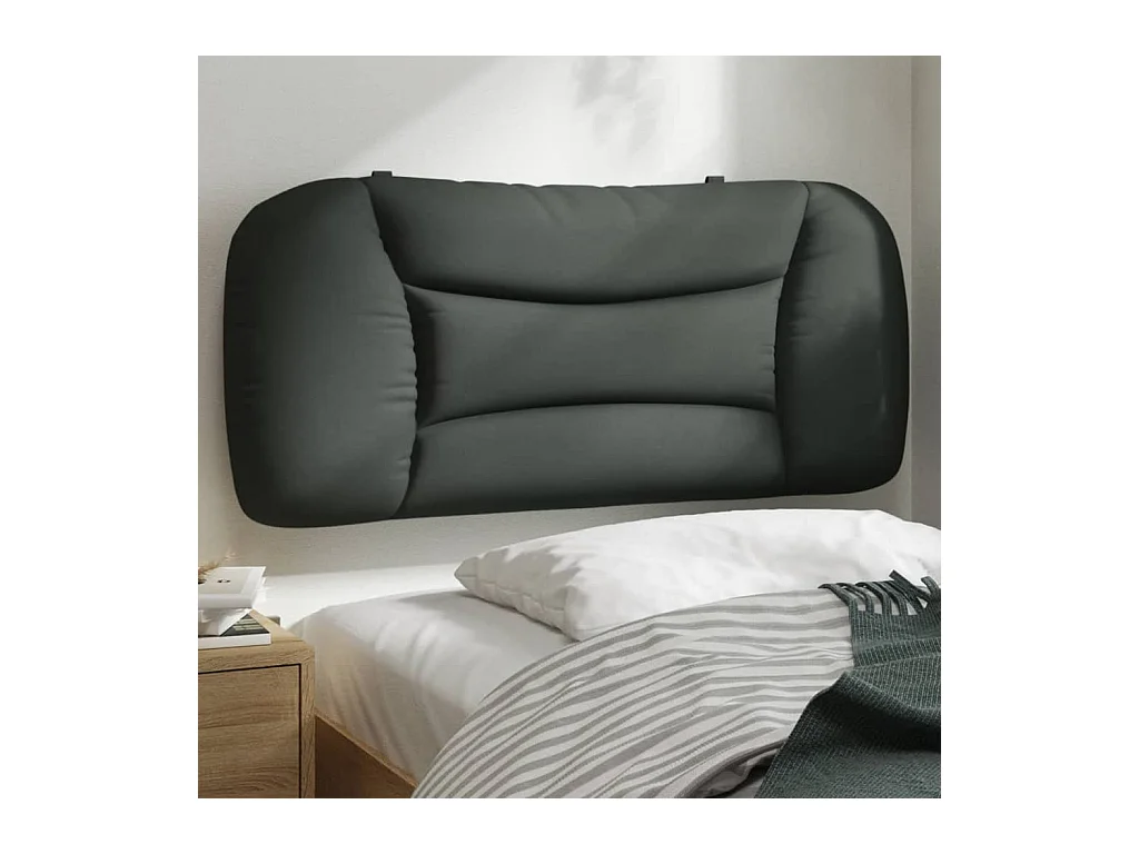 Cabecero de Cama | Cabezal de cama | Mueble de cabecero acolchado Hvar tela gris oscuro 90 cm