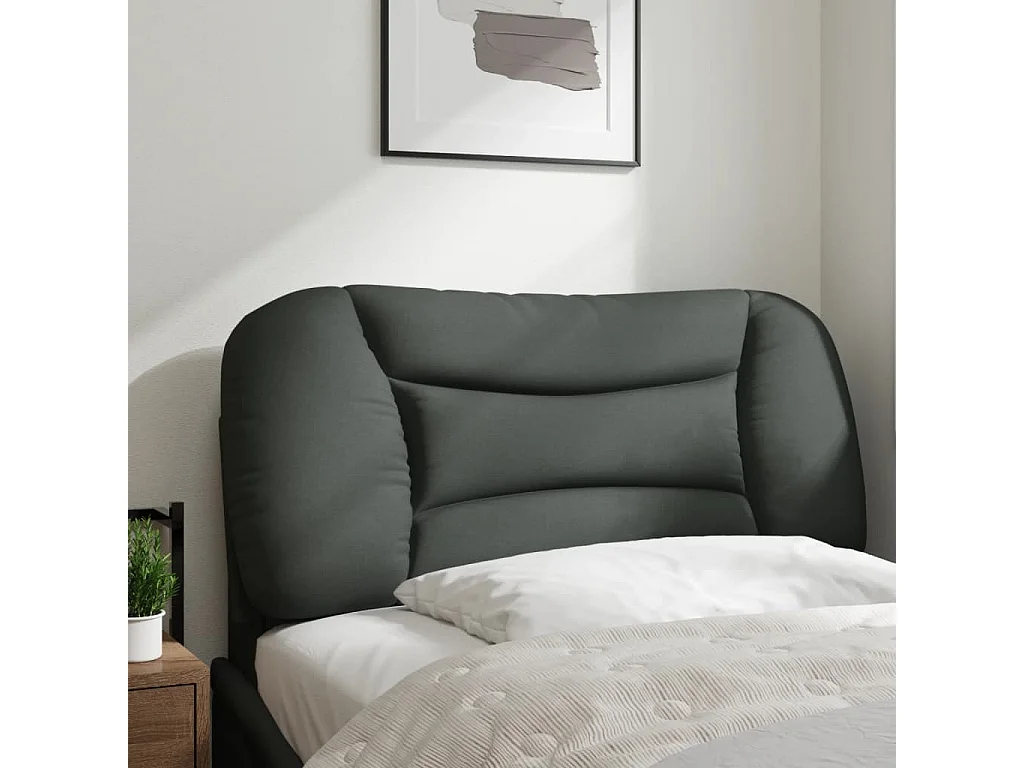 Cabecero de Cama | Cabezal de cama | Mueble de cabecero acolchado Hvar tela gris oscuro 90 cm