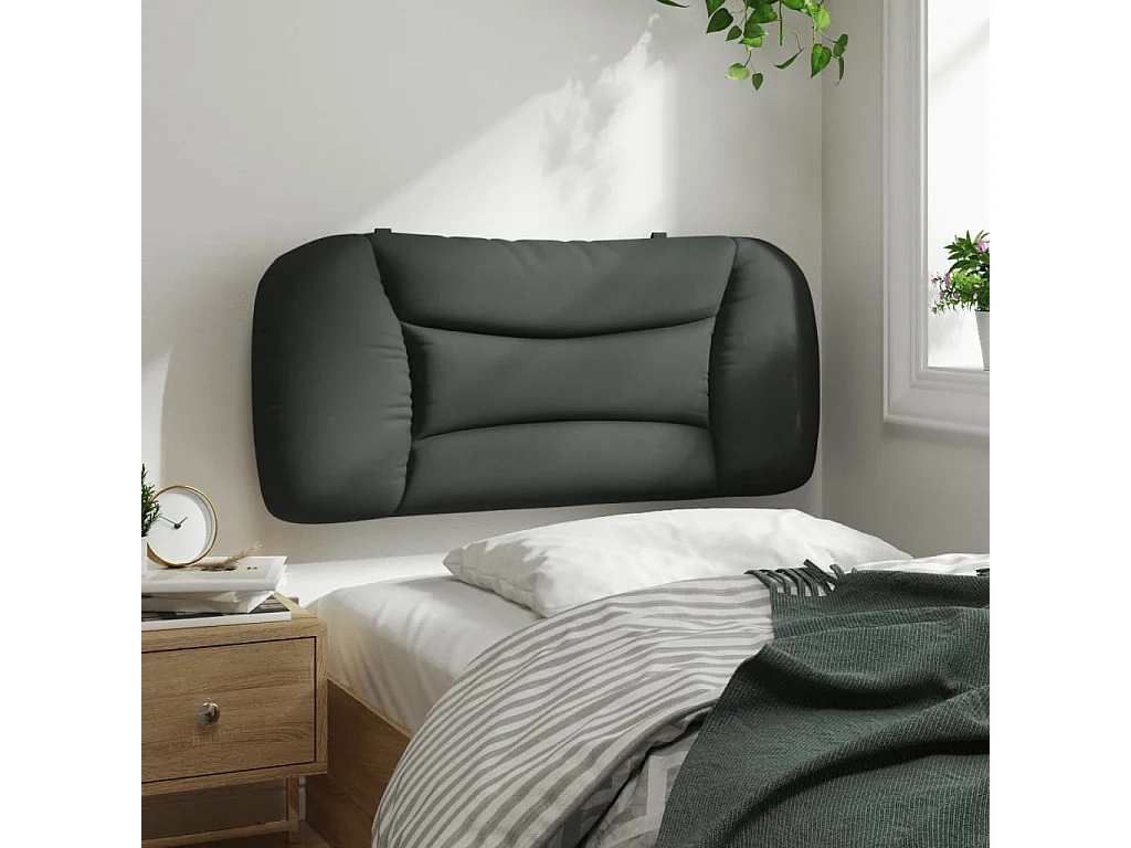 Cabecero de Cama | Cabezal de cama | Mueble de cabecero acolchado Hvar tela gris oscuro 90 cm