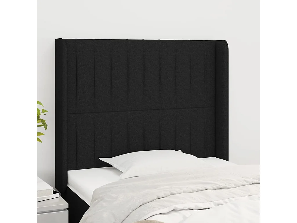 Hoofdbord | Hoofdeinde met randen 93x16x118/128 cm stof zwart