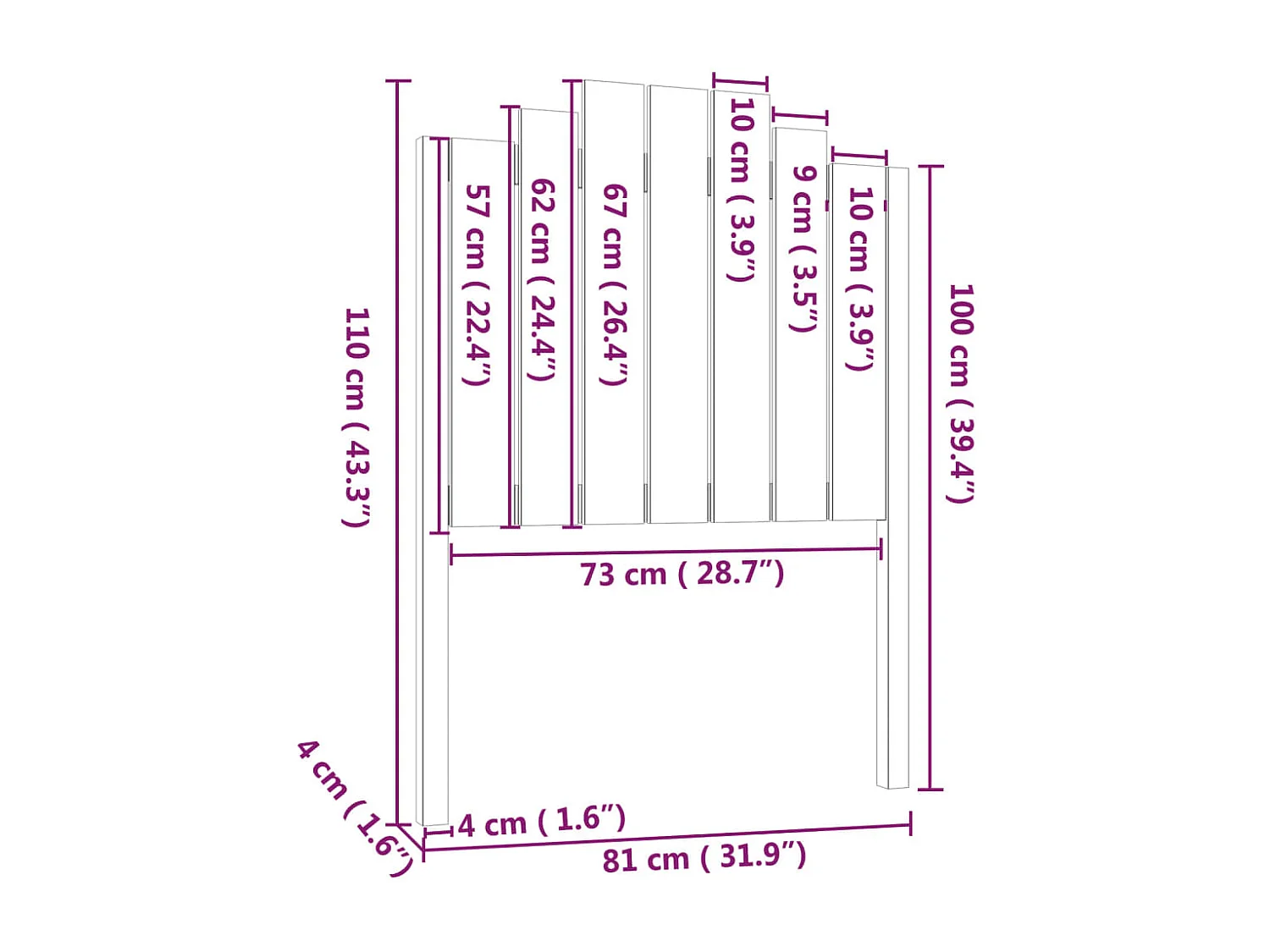Tête de Lit | Panneau de tête pour lit Moderne Noir 81x4x110 cm Bois massif de pin