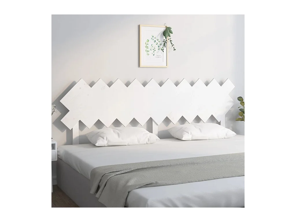 Cabecero de Cama | Cabezal de cama | Mueble de cabecero madera maciza de pino blanco 196x3x80,5 cm