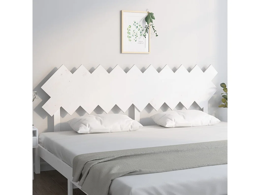 Tête de Lit | Panneau de tête pour lit Moderne Blanc 196x3x80,5 cm Bois massif de pin
