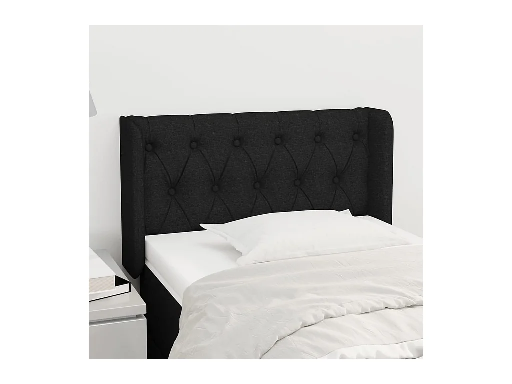 Tête de Lit | Panneau de tête pour lit Moderne avec oreilles Noir 83x16x78/88 cm Tissu