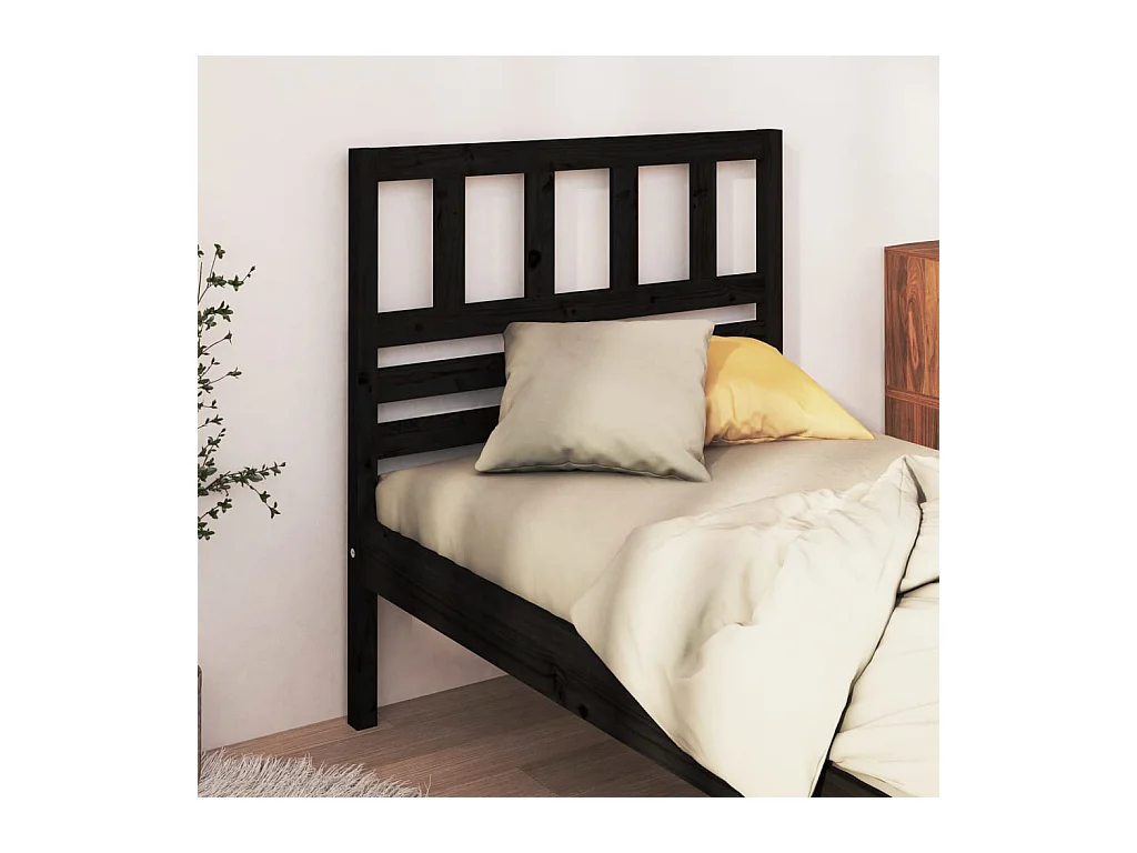 Cabecero de Cama | Cabezal de cama | Mueble de cabecero madera maciza de pino negro 81x4x100 cm