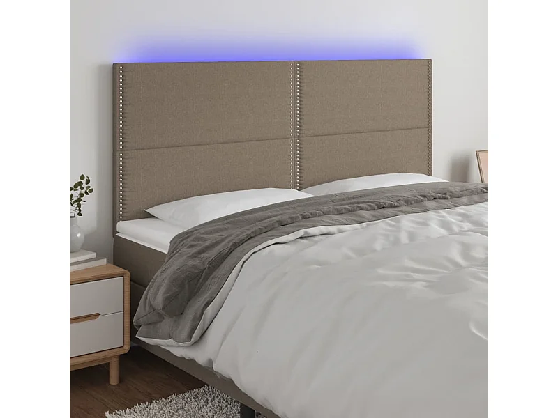 Tête de Lit | Panneau de tête pour lit Moderne à LED Taupe 180x5x118/128 cm Tissu