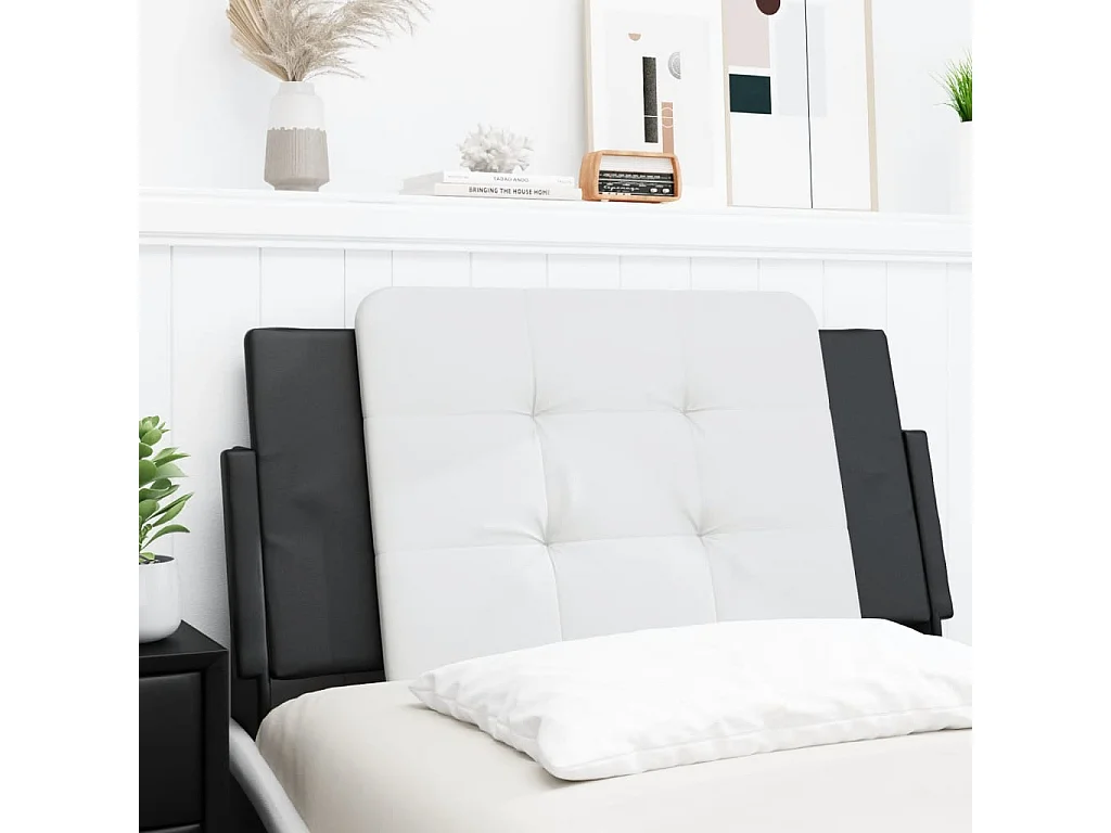 Tête de lit | Coussin de tête de lit | Tête de lit décoratif noir et blanc 100 cm similicuir