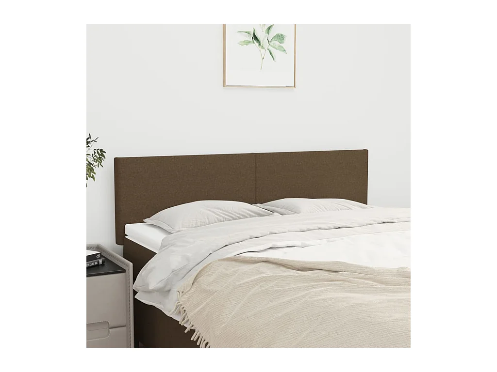 Têtes de lit | Panneaux de tête pour lit Moderne 2 pcs Marron foncé 72x5x78/88 cm Tissu