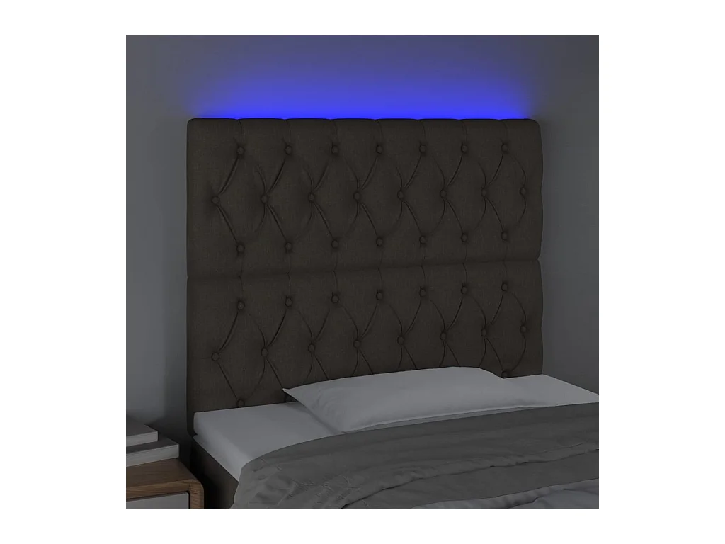 Tête de Lit | Panneau de tête pour lit Moderne à LED Taupe 100x7x118/128 cm Tissu