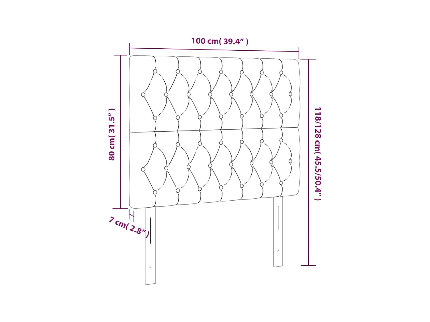 Tête de Lit | Panneau de tête pour lit Moderne à LED Taupe 100x7x118/128 cm Tissu