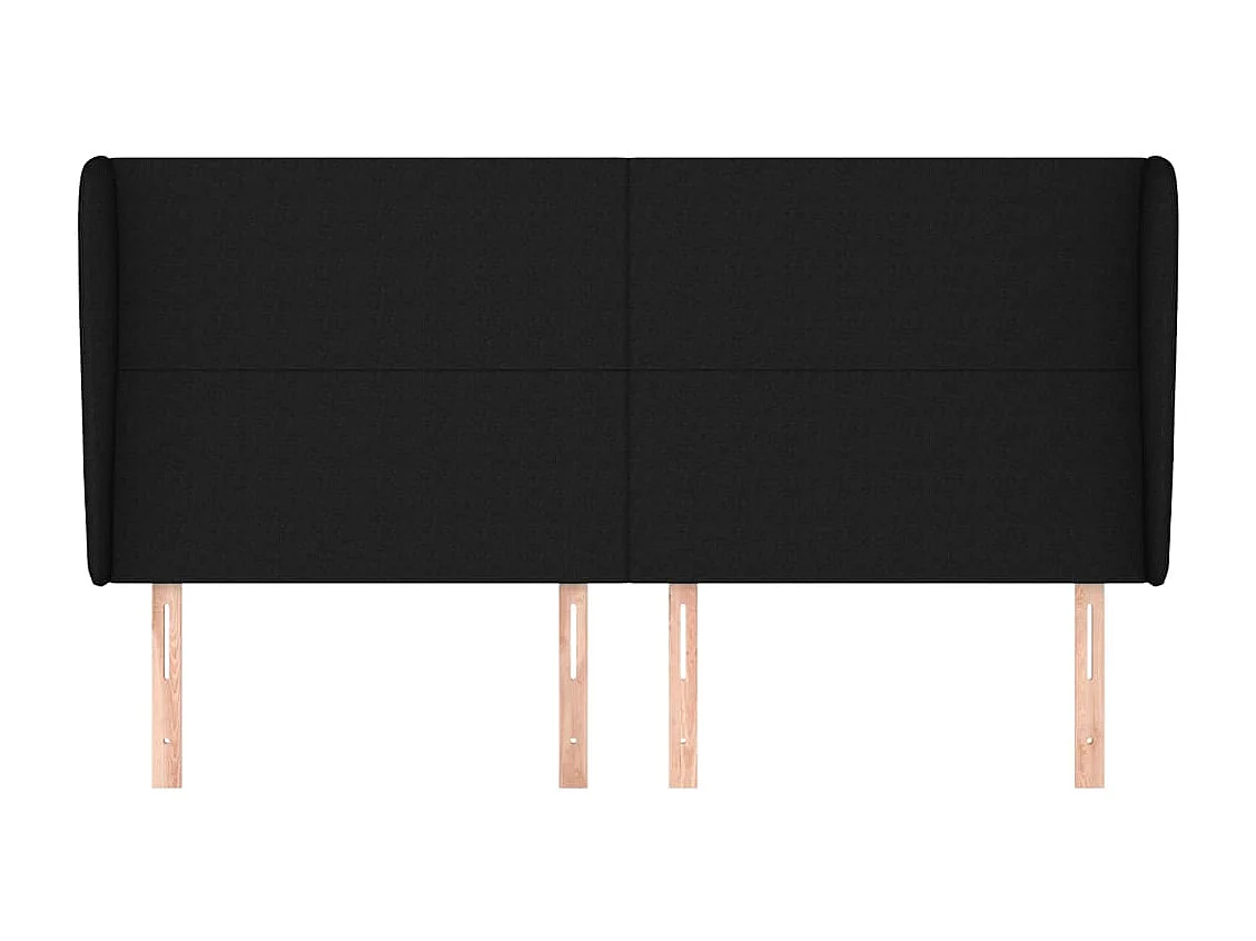 Tête de Lit | Panneau de tête pour lit Moderne avec oreilles Noir 203x23x118/128 cm Tissu