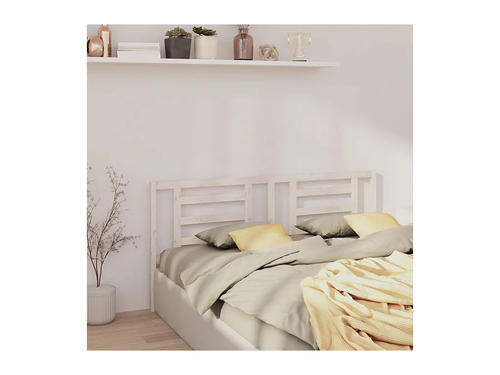 Cabecero de Cama | Cabezal de cama | Mueble de cabecero madera maciza de pino blanco 206x4x100 cm