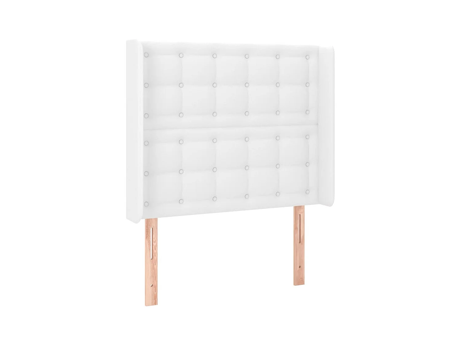 Cabecero | Cabezal de Cama | Mueble cabecero con orejas de cuero sintético blanco 103x16x118/128 cm