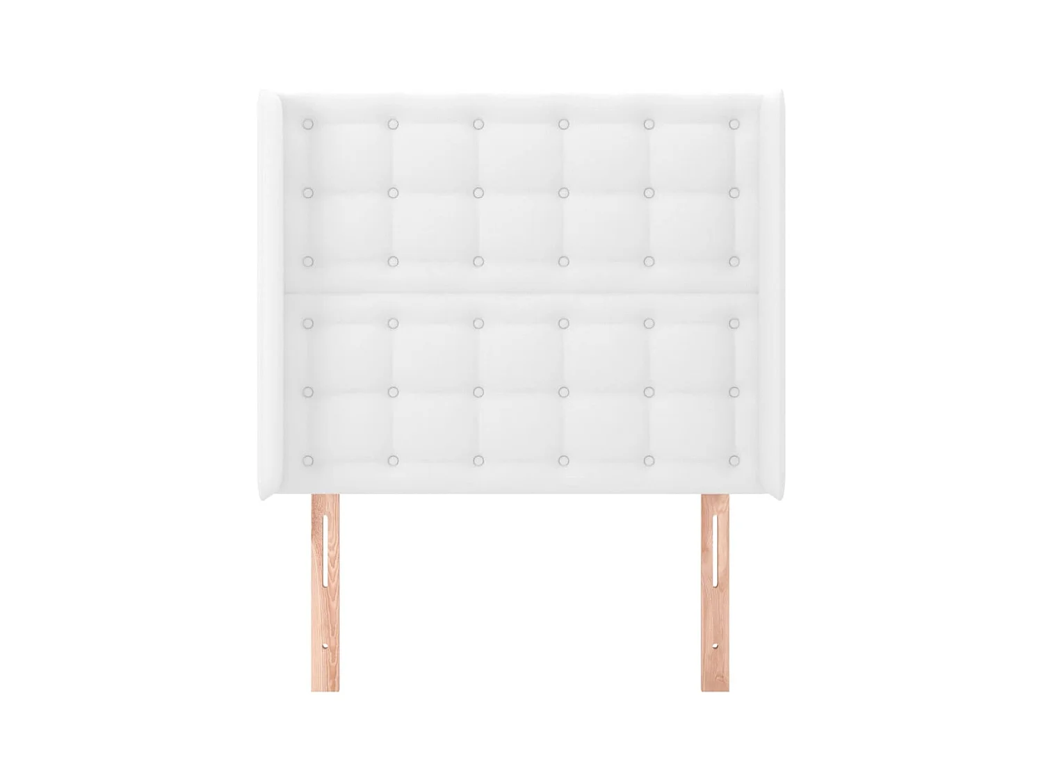 Cabecero | Cabezal de Cama | Mueble cabecero con orejas de cuero sintético blanco 103x16x118/128 cm