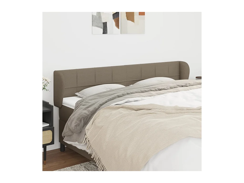 Mueble cabecero | Cabezal de cama | Cabecero de tela gris taupe 163x23x78/88 cm