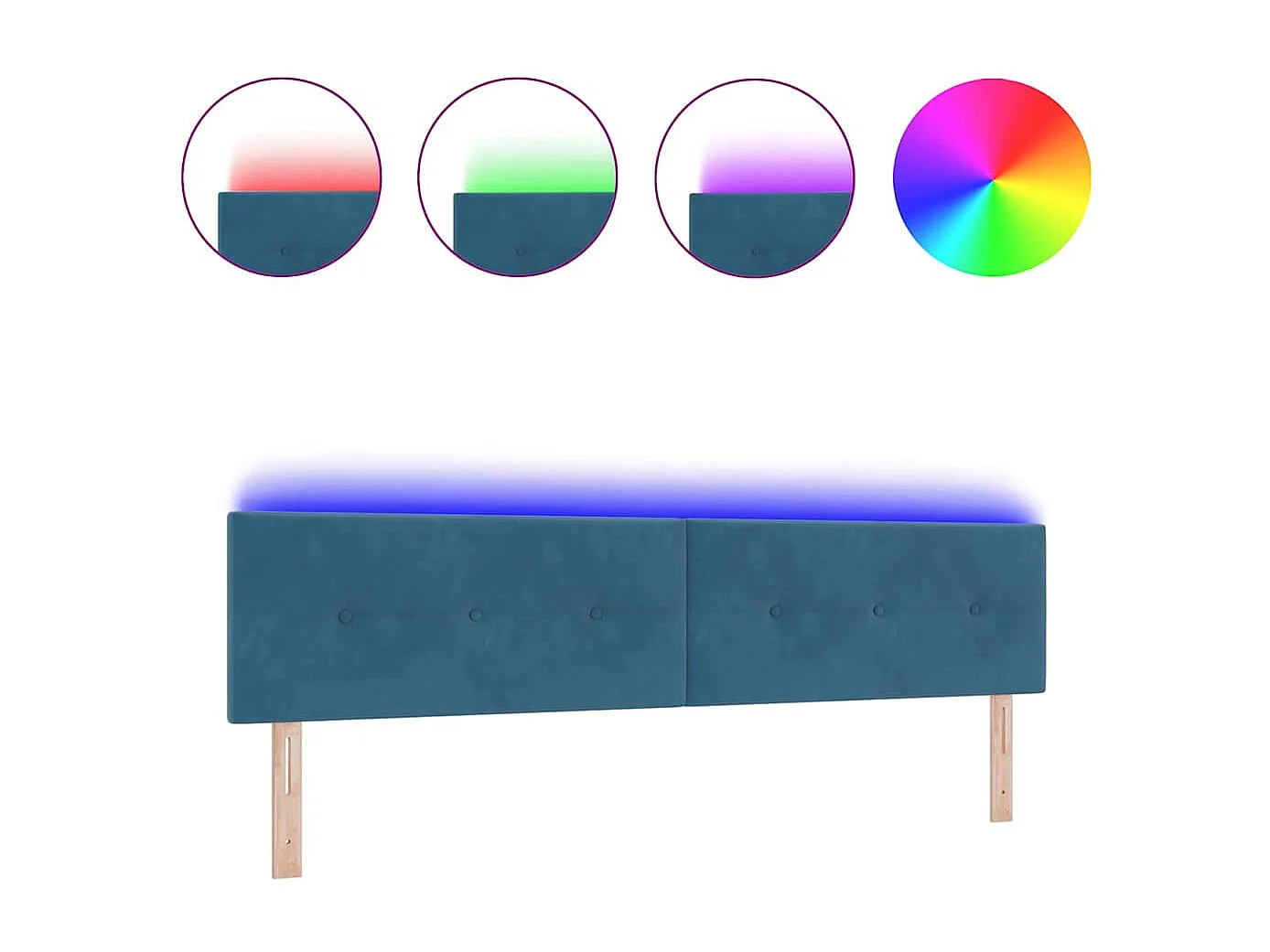 Cabecero | Cabezal de Cama | Mueble cabecero con luces de tiras LED Azul 100 cm Terciopelo