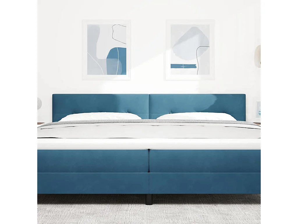 Cabecero | Cabezal de Cama | Mueble cabecero con luces de tiras LED Azul 100 cm Terciopelo