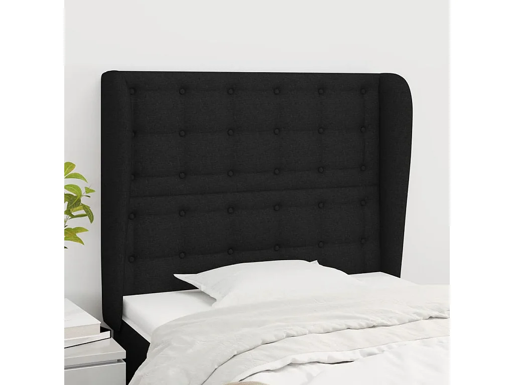 Hoofdbord | Hoofdeinde met randen 83x23x118/128 cm stof zwart