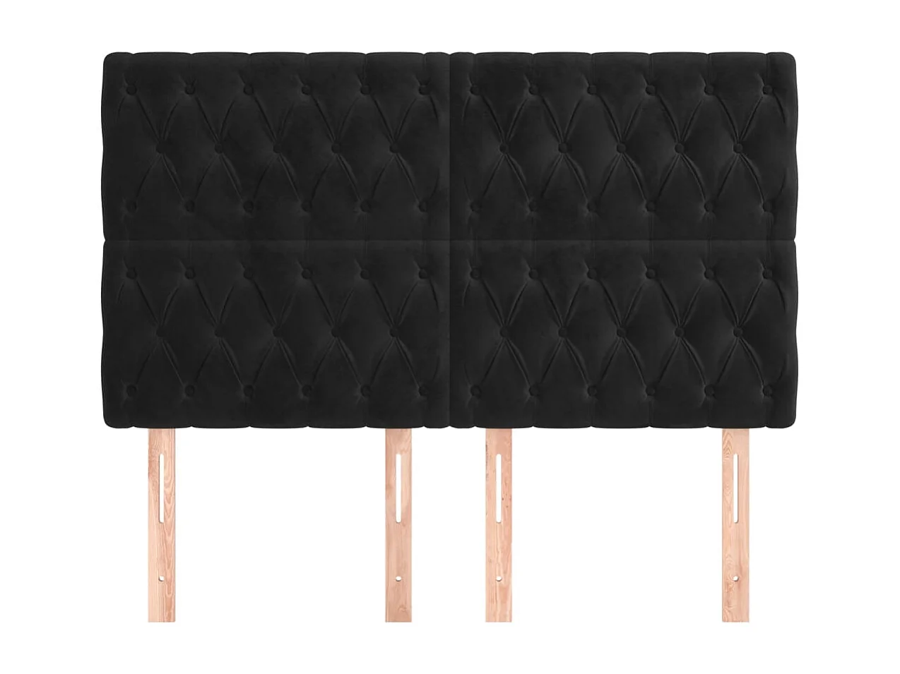 Cabeceros | Cabezal de cama | Mueble de cabecero 4 unidades terciopelo negro 72x7x78/88 cm