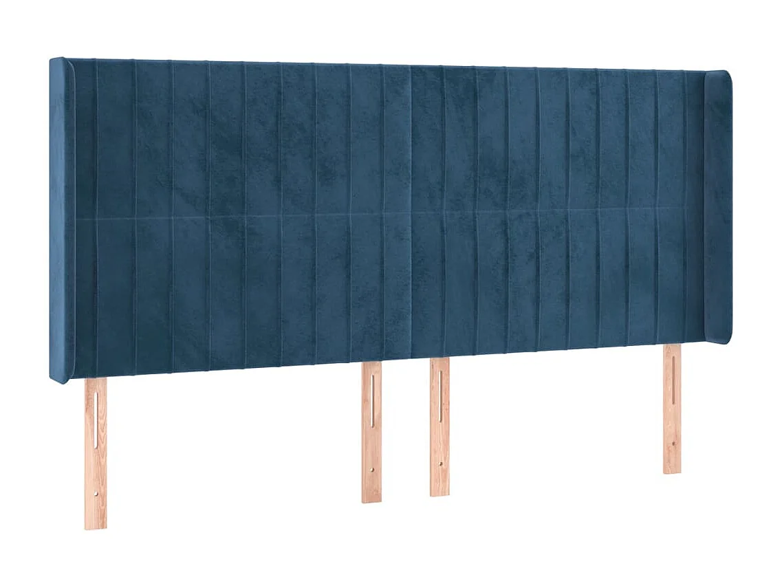 Tête de Lit | Panneau de tête pour lit Moderne à LED Bleu foncé 183x16x118/128 cm Velours