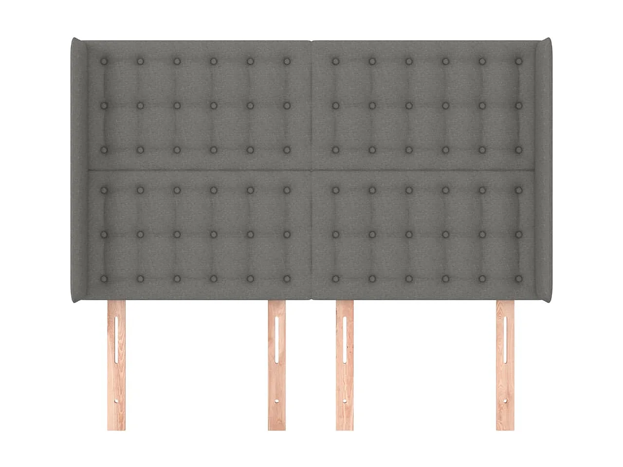 Cabecero | Cabezal de Cama | Mueble cabecero con orejas de tela gris oscuro 147x16x118/128 cm