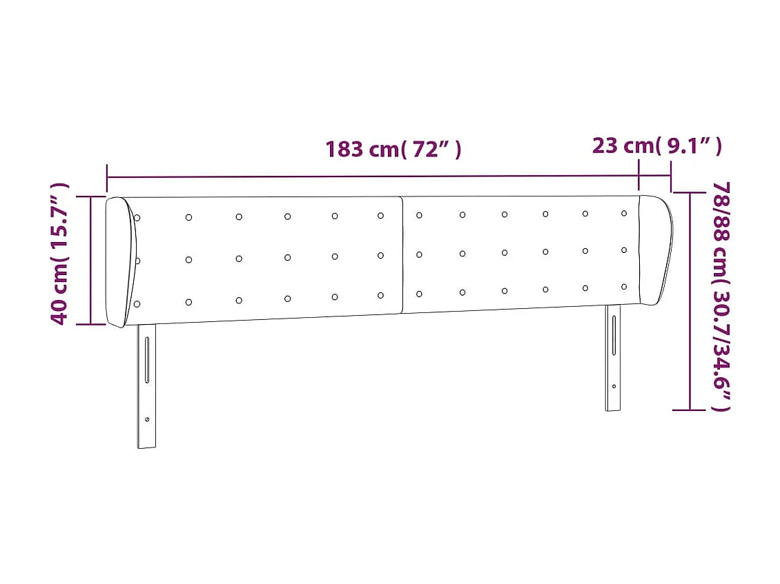 Mueble cabecero | Cabezal de cama | Cabecero de terciopelo gris oscuro 183x23x78/88 cm