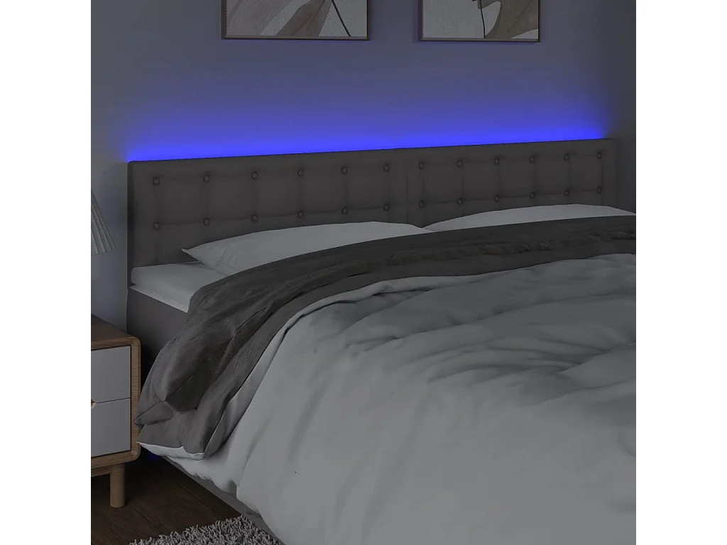 Cabecero | Cabezal de Cama | Mueble cabecero con LED cuero sintético gris 180x5x78/88 cm