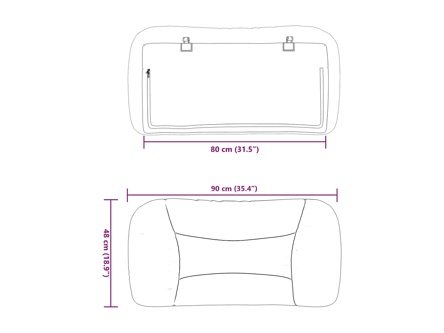 Tête de lit | Coussin de tête de lit | Tête de lit décoratif gris 80 cm similicuir