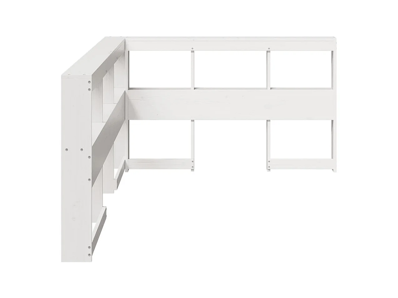 Mueble cabecero | Cabecero | Cabezal de cama librería en forma L madera maciza pino blanco 120 cm