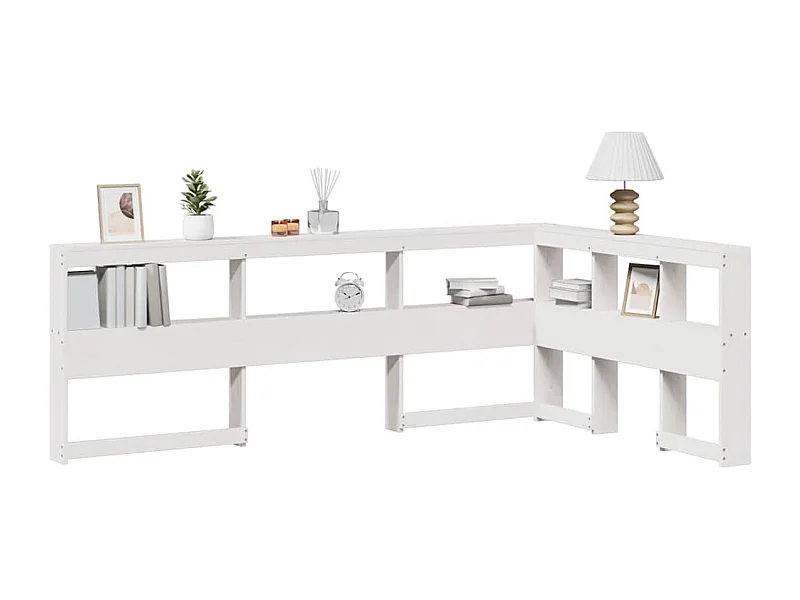 Mueble cabecero | Cabecero | Cabezal de cama librería en forma L madera maciza pino blanco 120 cm