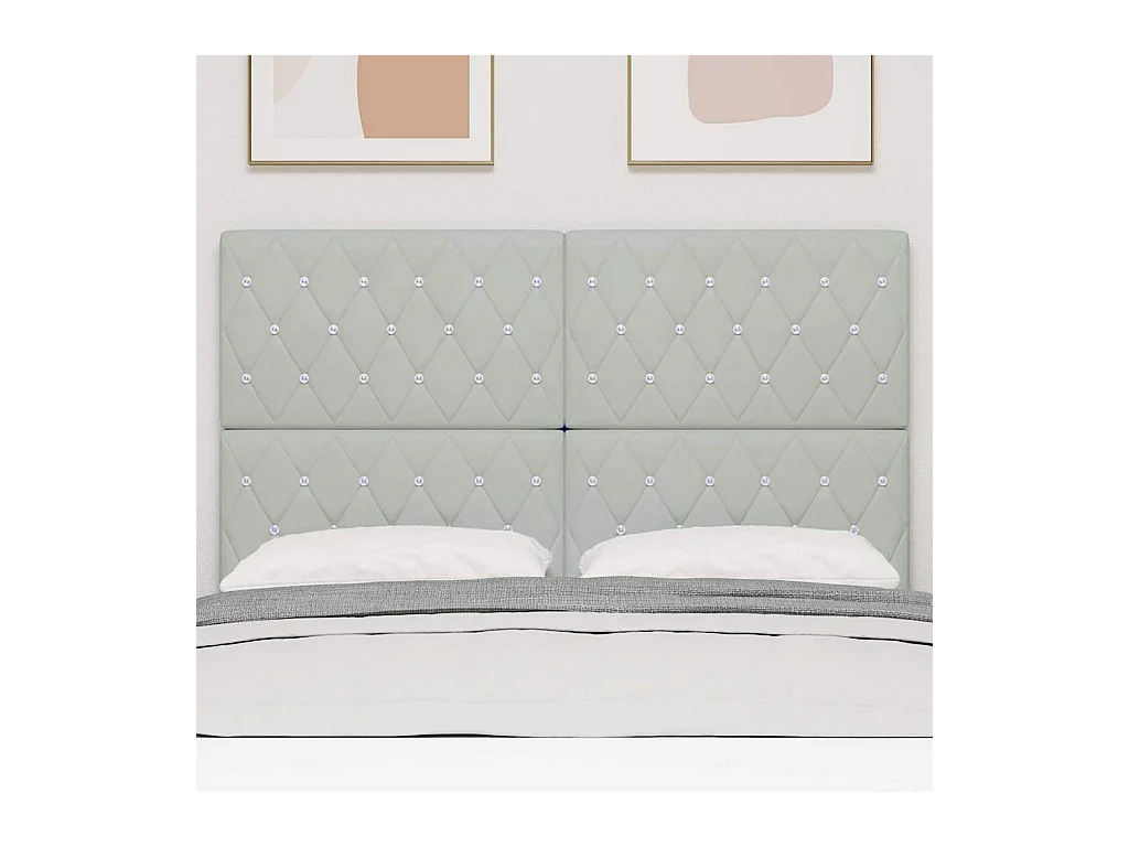 Mueble cabecero | Cabezal de cama | Cabecero de Terciopelo Argyle Gris claro 140 cm Terciopelo