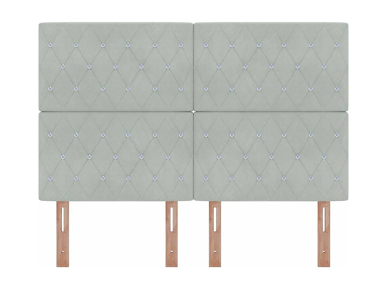 Mueble cabecero | Cabezal de cama | Cabecero de Terciopelo Argyle Gris claro 140 cm Terciopelo