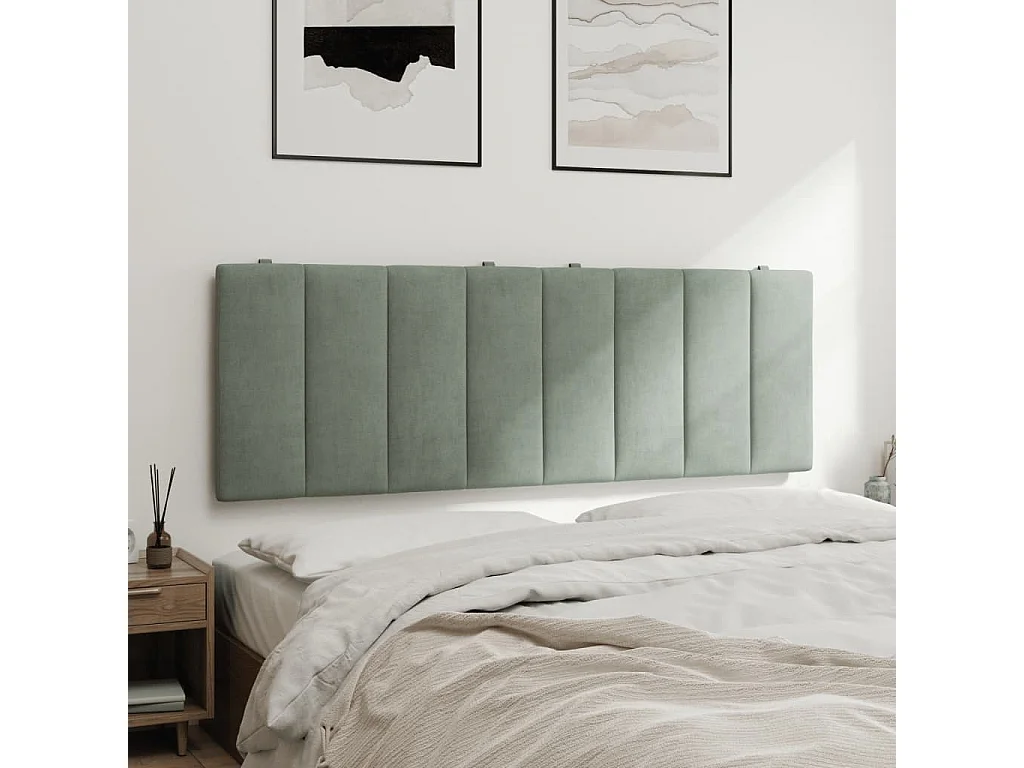 Tête de lit | Coussin de tête de lit | Tête de lit décoratif gris clair 120 cm velours