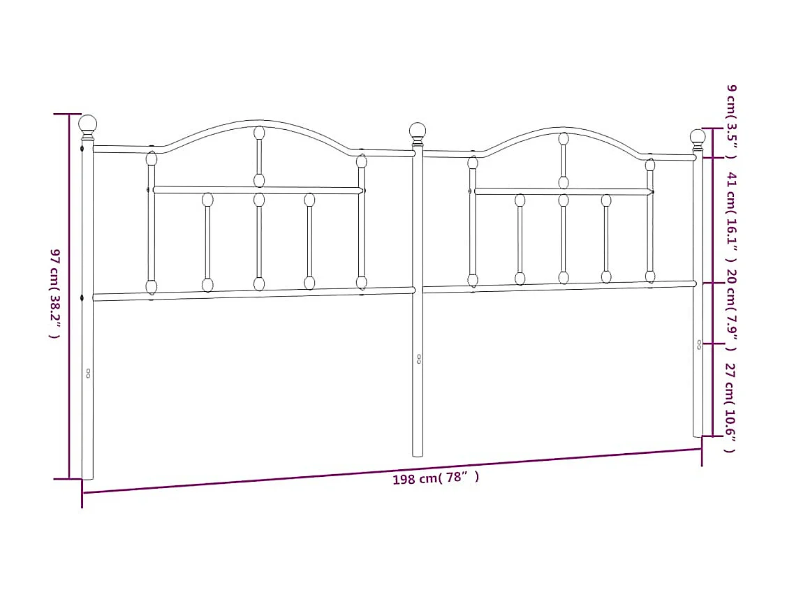 Tête de Lit | Panneau de tête pour lit Moderne métal blanc 193 cm