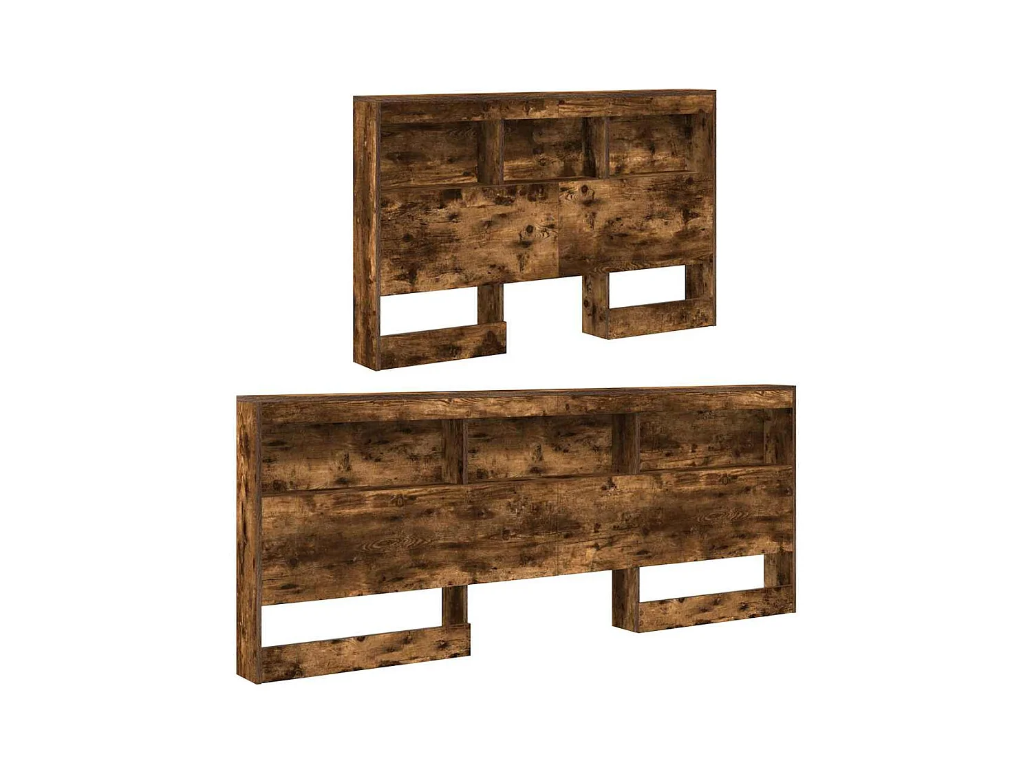 Mueble cabecero con almacenamiento | Cabecera de almacenamiento con estante Roble ahumado 120 cm