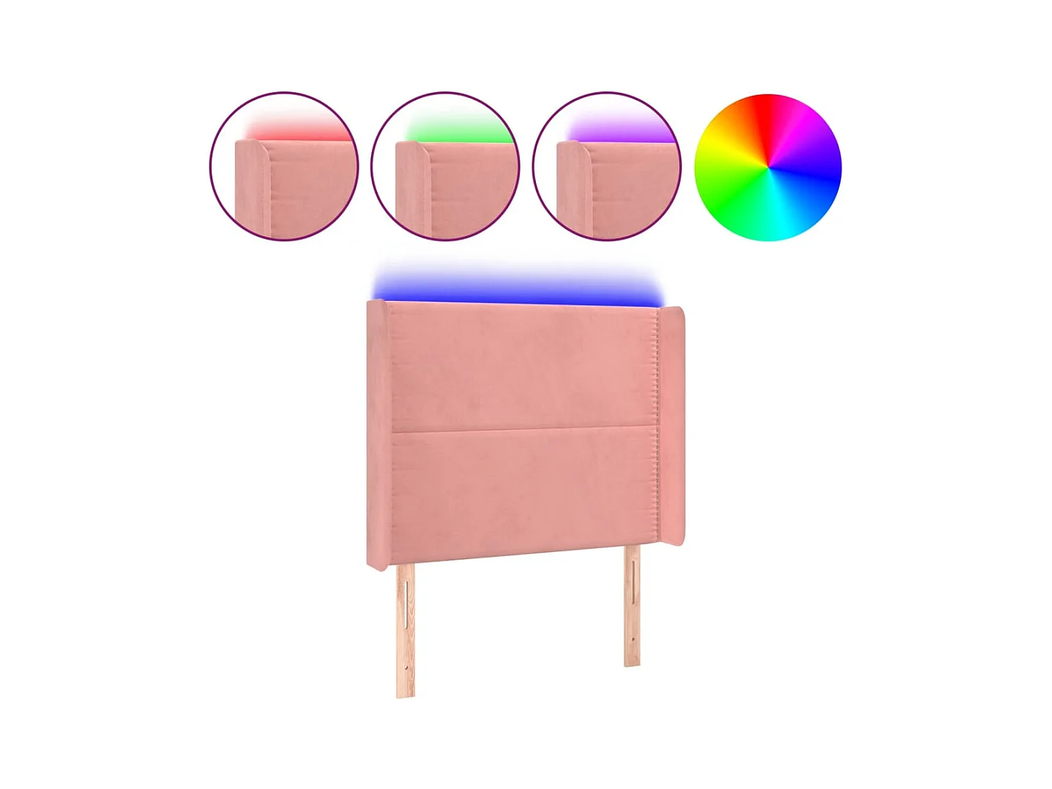 Tête de Lit | Panneau de tête pour lit Moderne à LED Rose 103x16x118/128 cm Velours