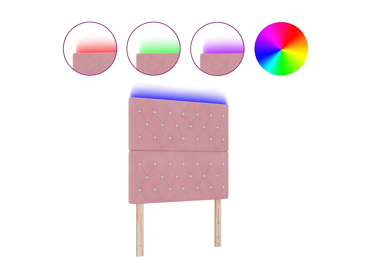 Mueble cabecero | Cabecero | Cabezal de cama LED con luces de tiras LED Rosa 100 cm Terciopelo