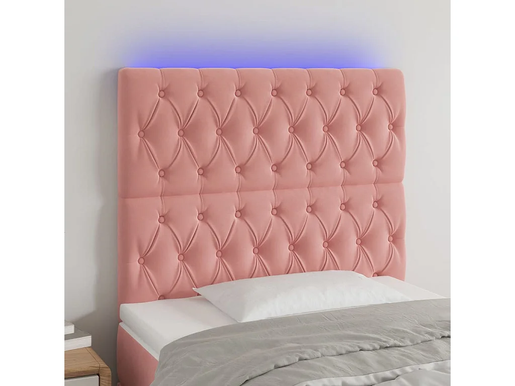 Hoofdbord | Hoofdeinde LED 90x7x118/128 cm fluweel roze
