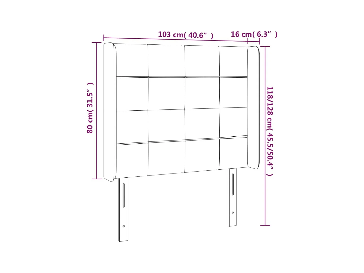 Mueble cabecero | Cabezal de cama | Cabecero con LED de tela azul 103x16x118/128 cm