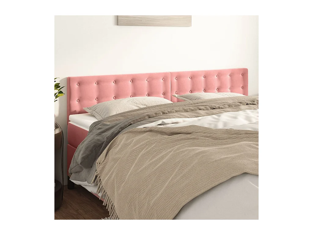 Cabeceros | Cabezal de cama | Mueble de cabecero 2 unidades de terciopelo rosa 100x5x78/88 cm